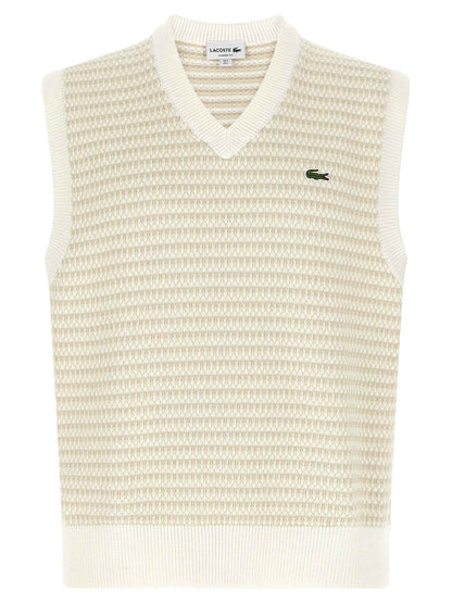 Beige Cotton Sleeveles Sweater