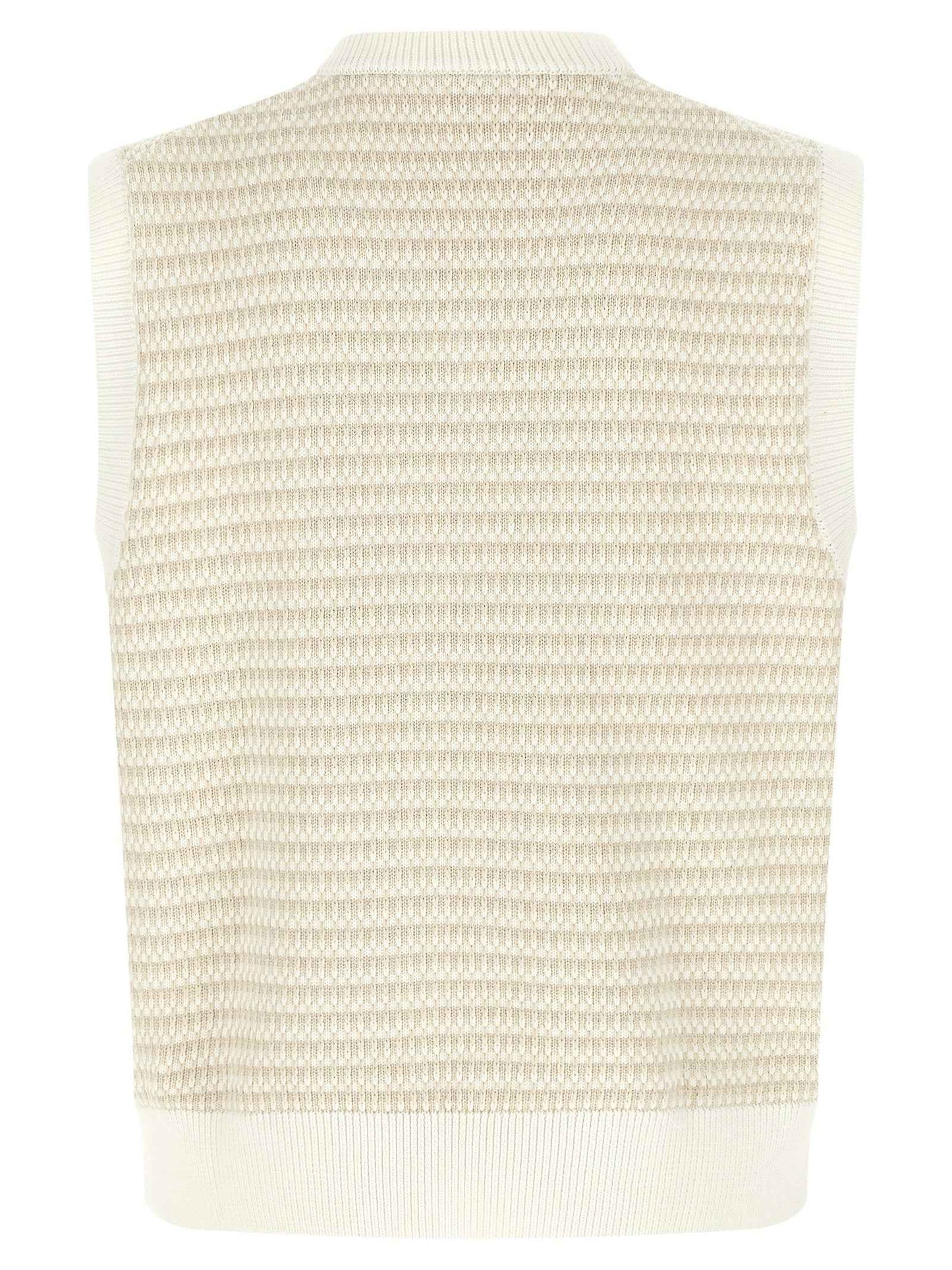 Beige Cotton Sleeveles Sweater