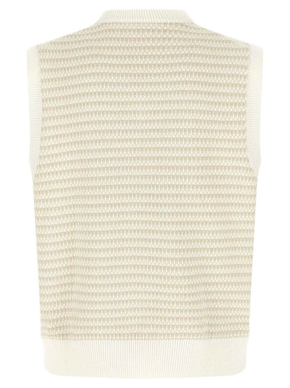 Beige Cotton Sleeveles Sweater