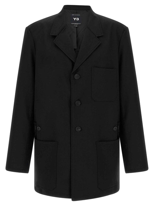 Black Wool Full-Length Jacket