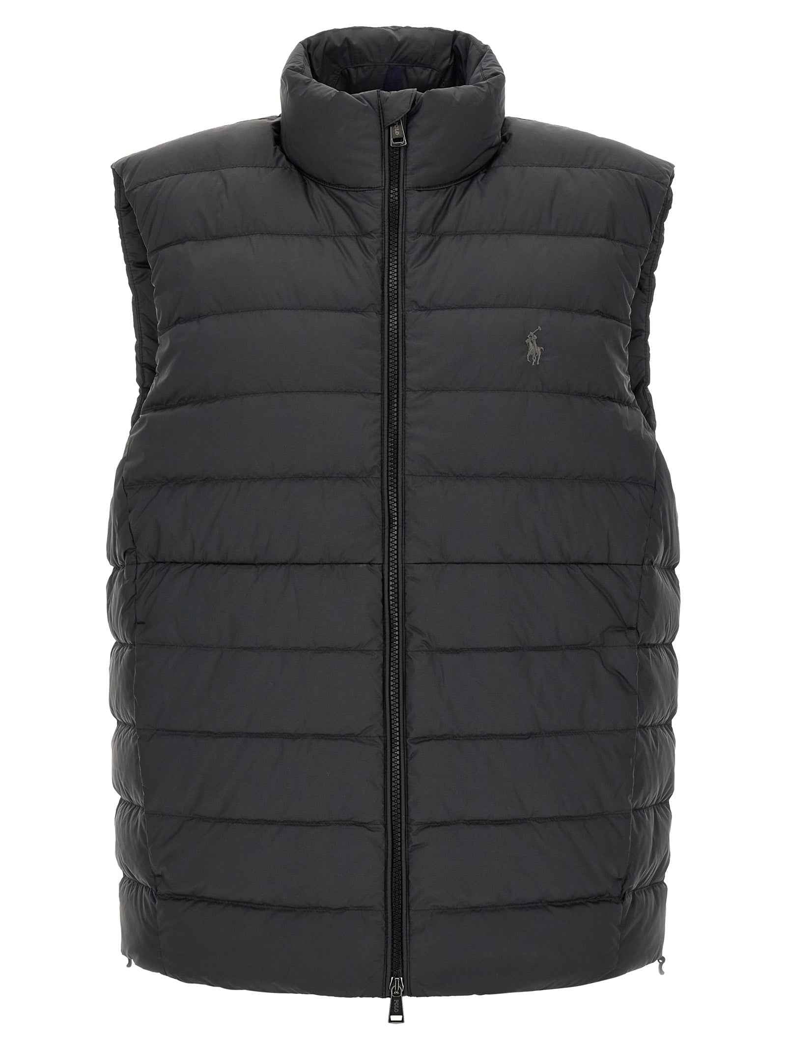 Black Polyester Sleeveless Jacket