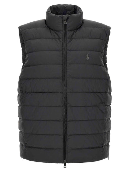 Black Polyester Sleeveless Jacket
