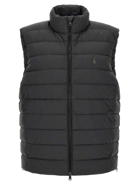 Black Polyester Sleeveless Jacket