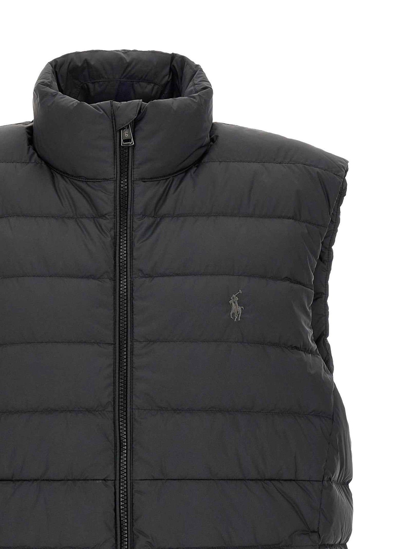 Black Polyester Sleeveless Jacket