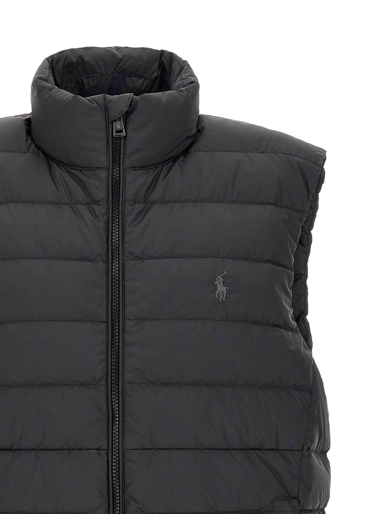 Black Polyester Sleeveless Jacket