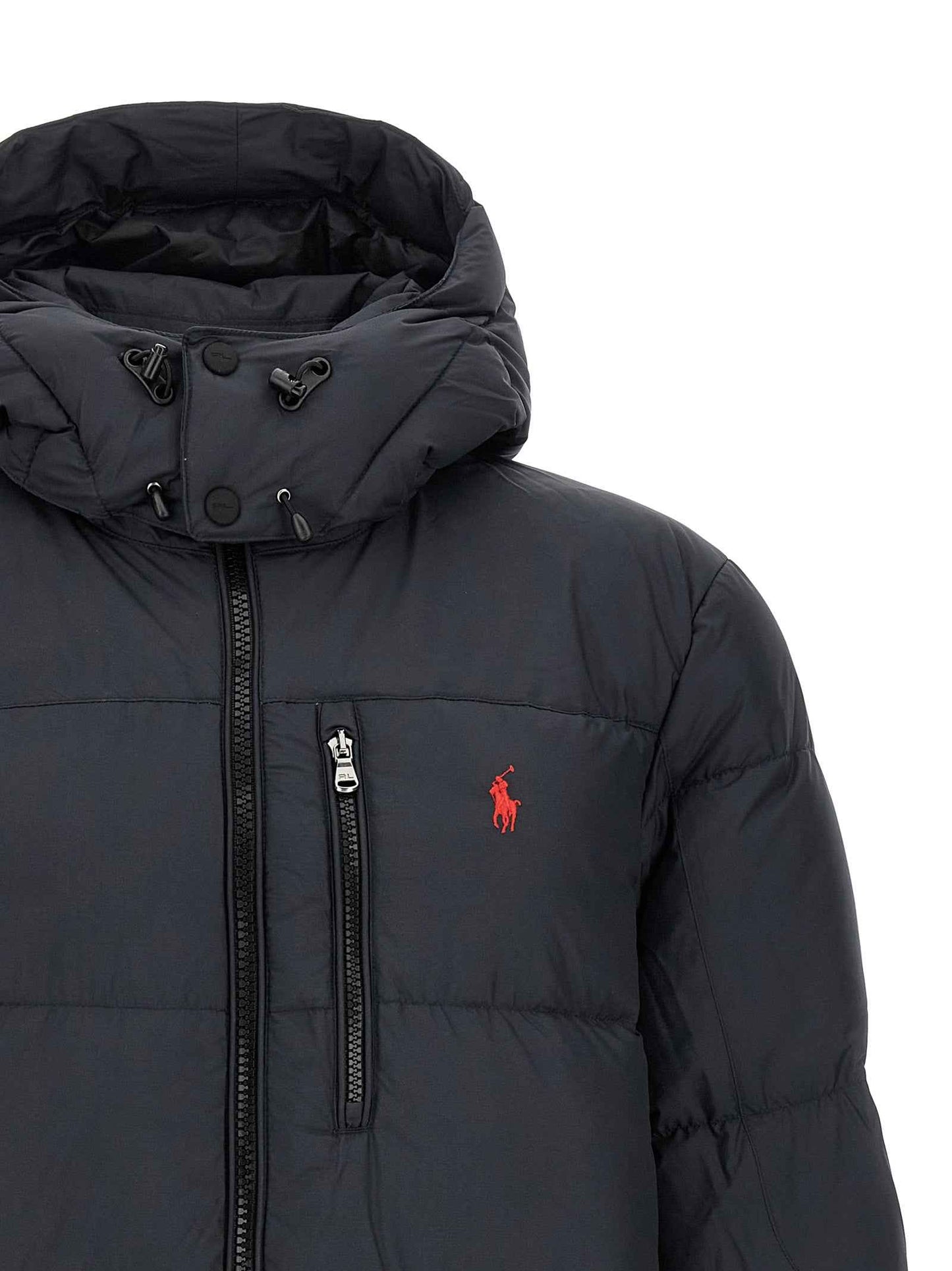 Black Polyester Full-Length Jacket