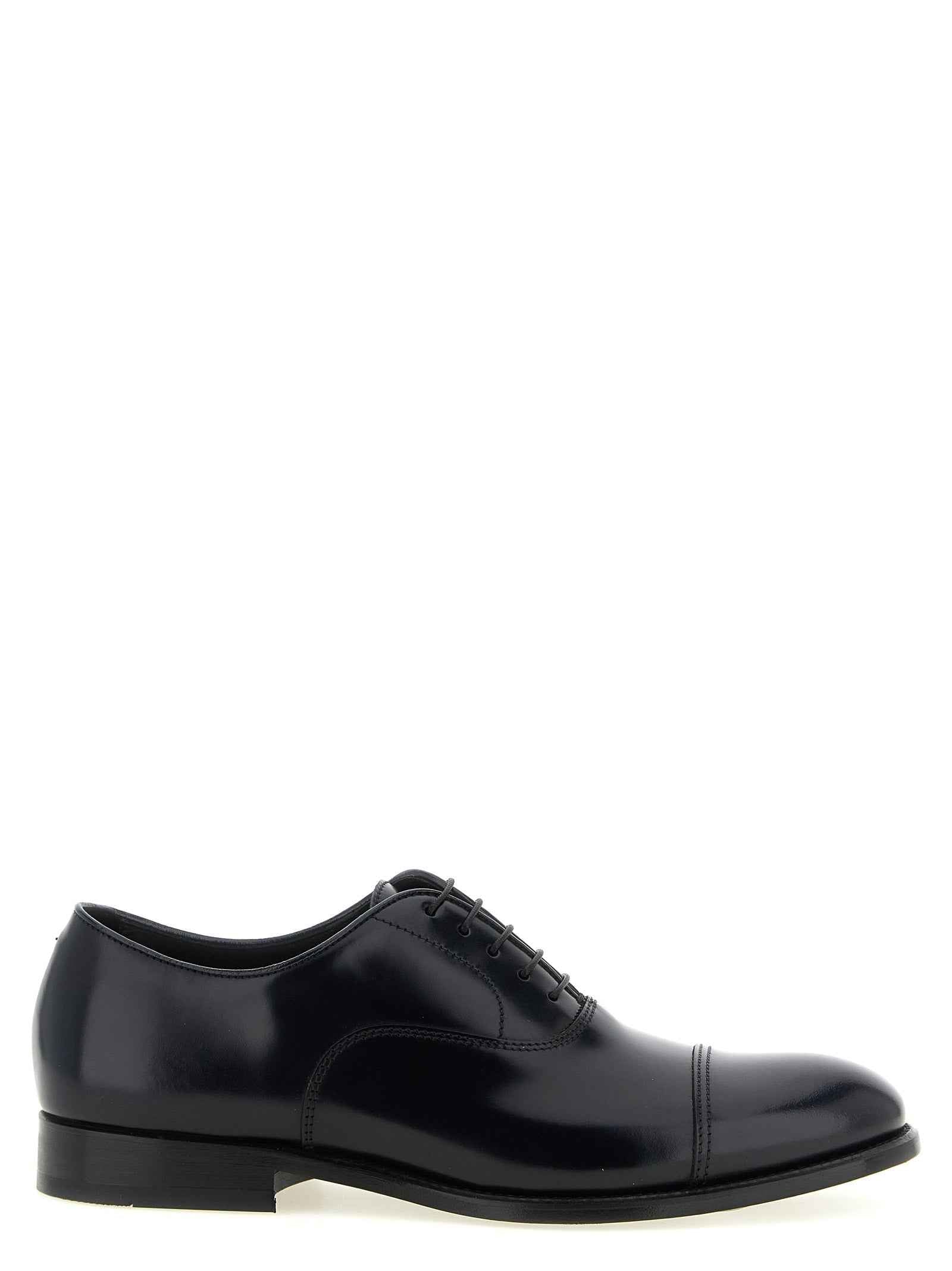 Black Lamb Leather Oxfords And Derbies