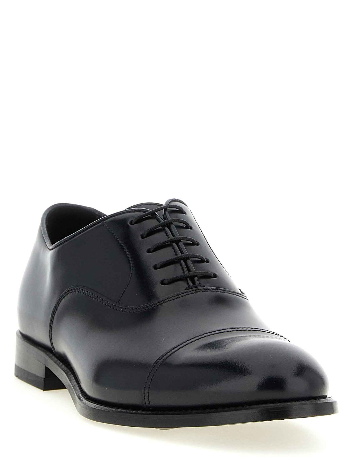Black Lamb Leather Oxfords And Derbies