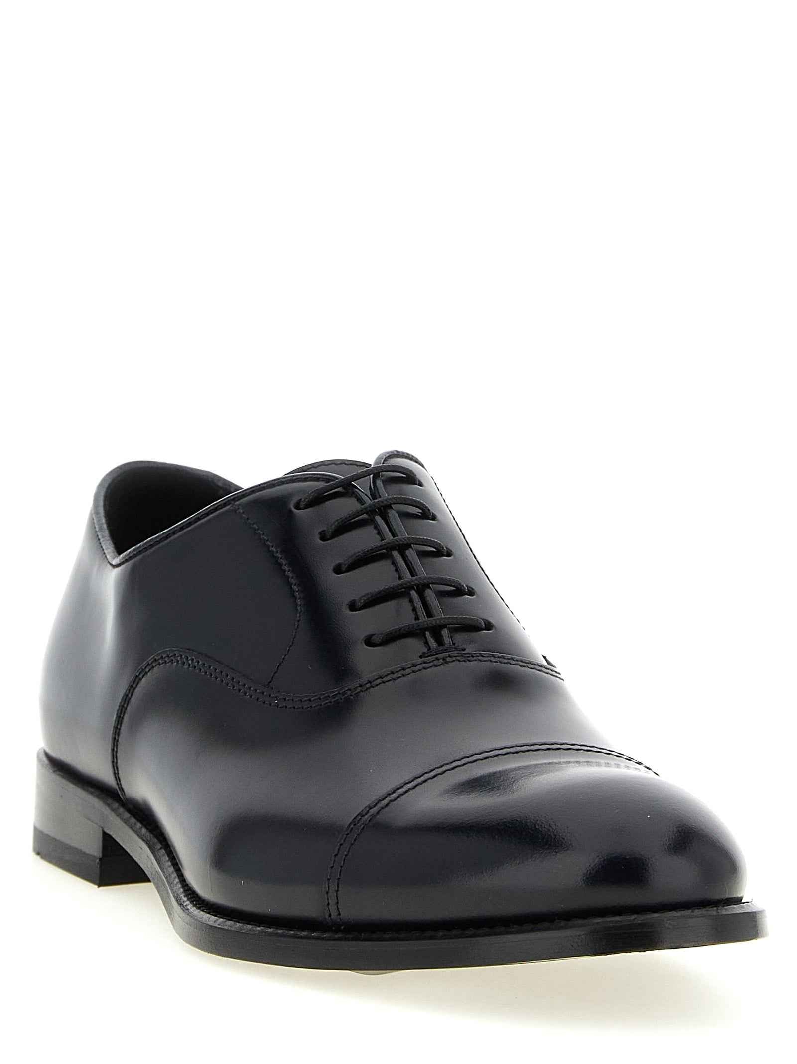 Black Lamb Leather Oxfords And Derbies