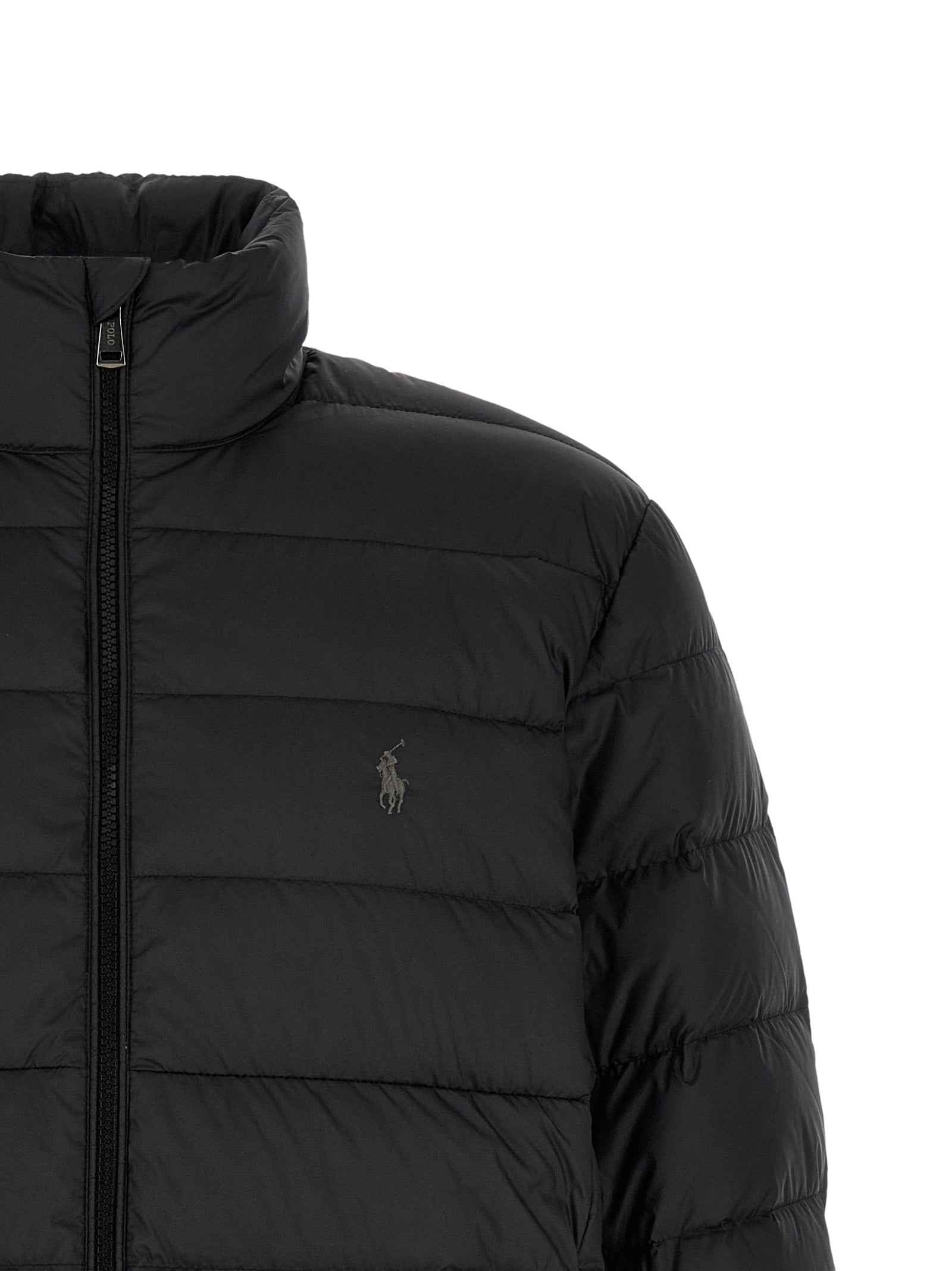 Black Polyester Full-Length Jacket