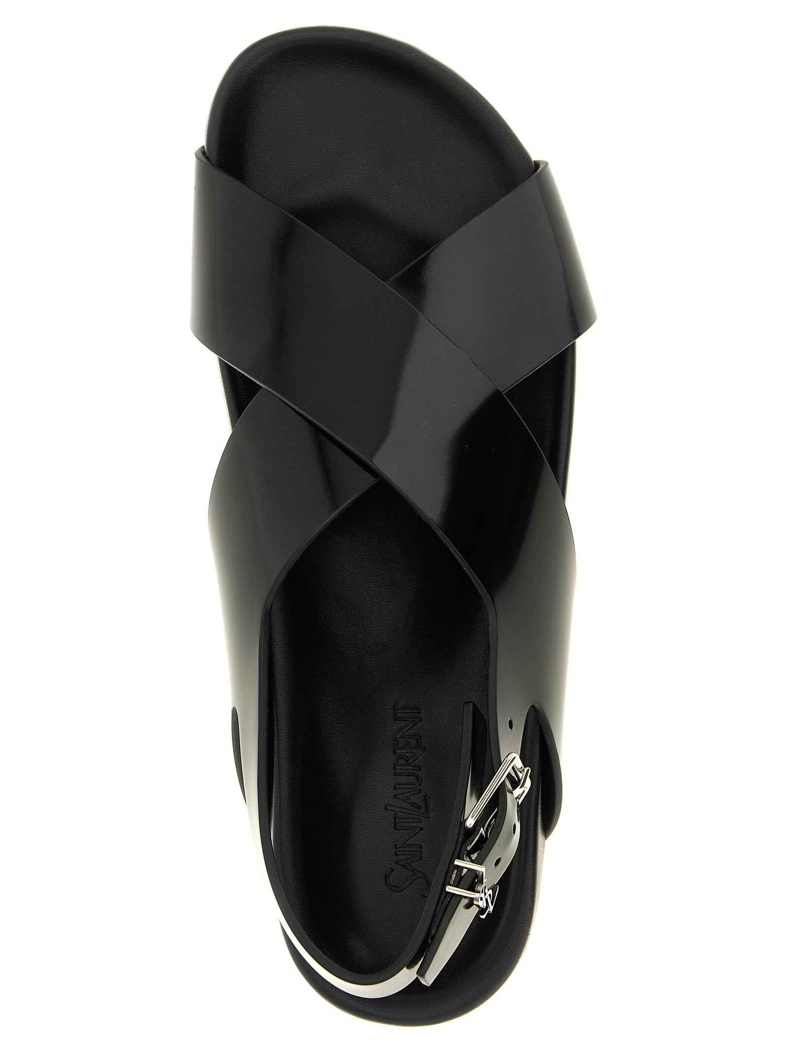 Black Calfskin Flat Sandals