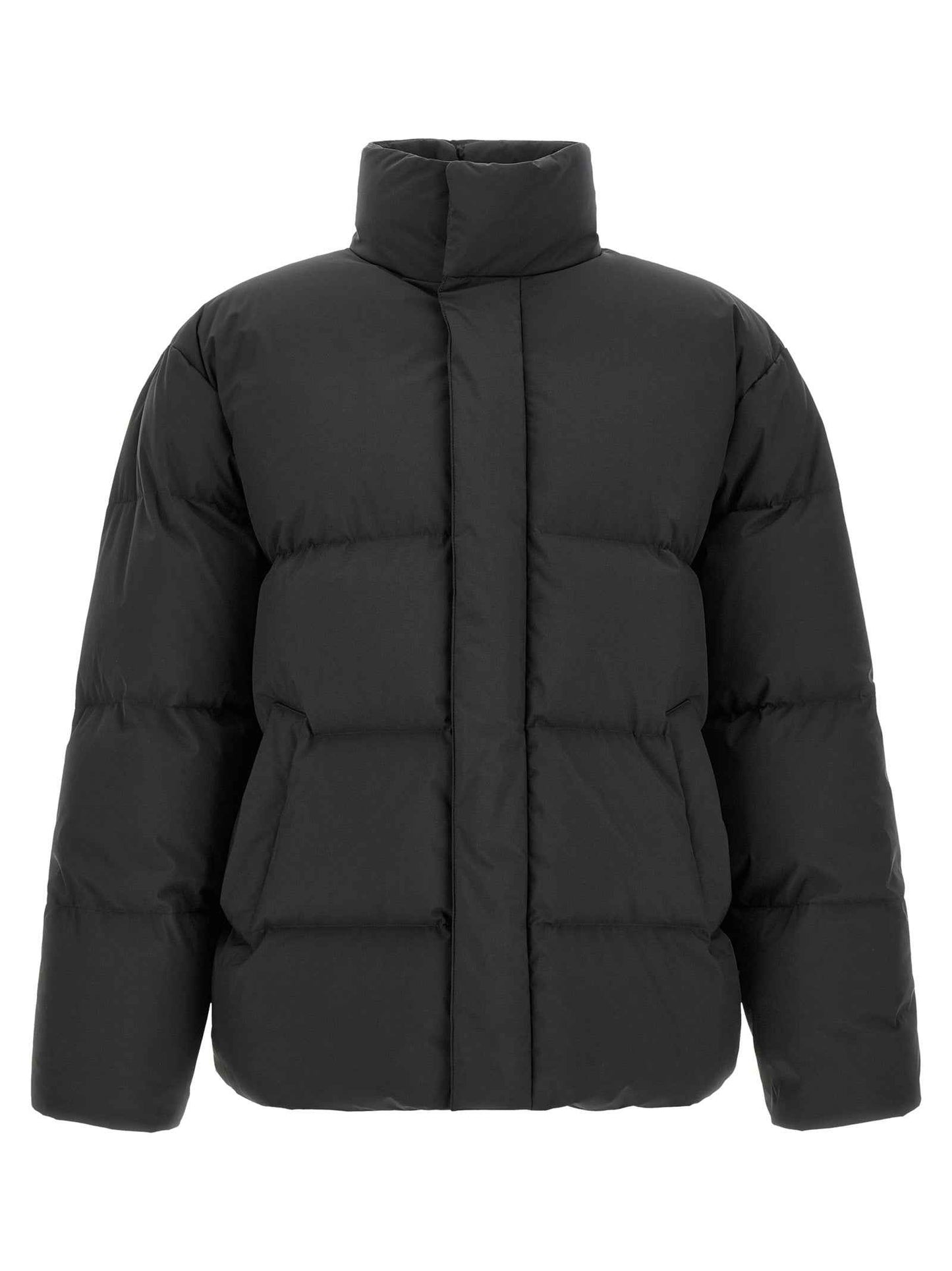 Black Polyester Full-Length Jacket