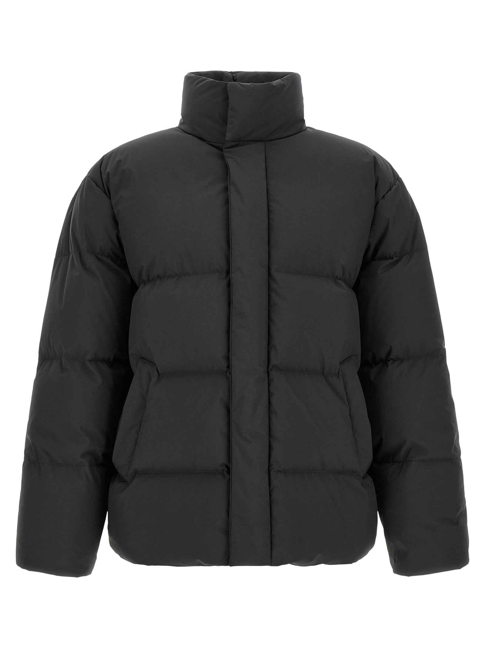 Black Polyester Full-Length Jacket