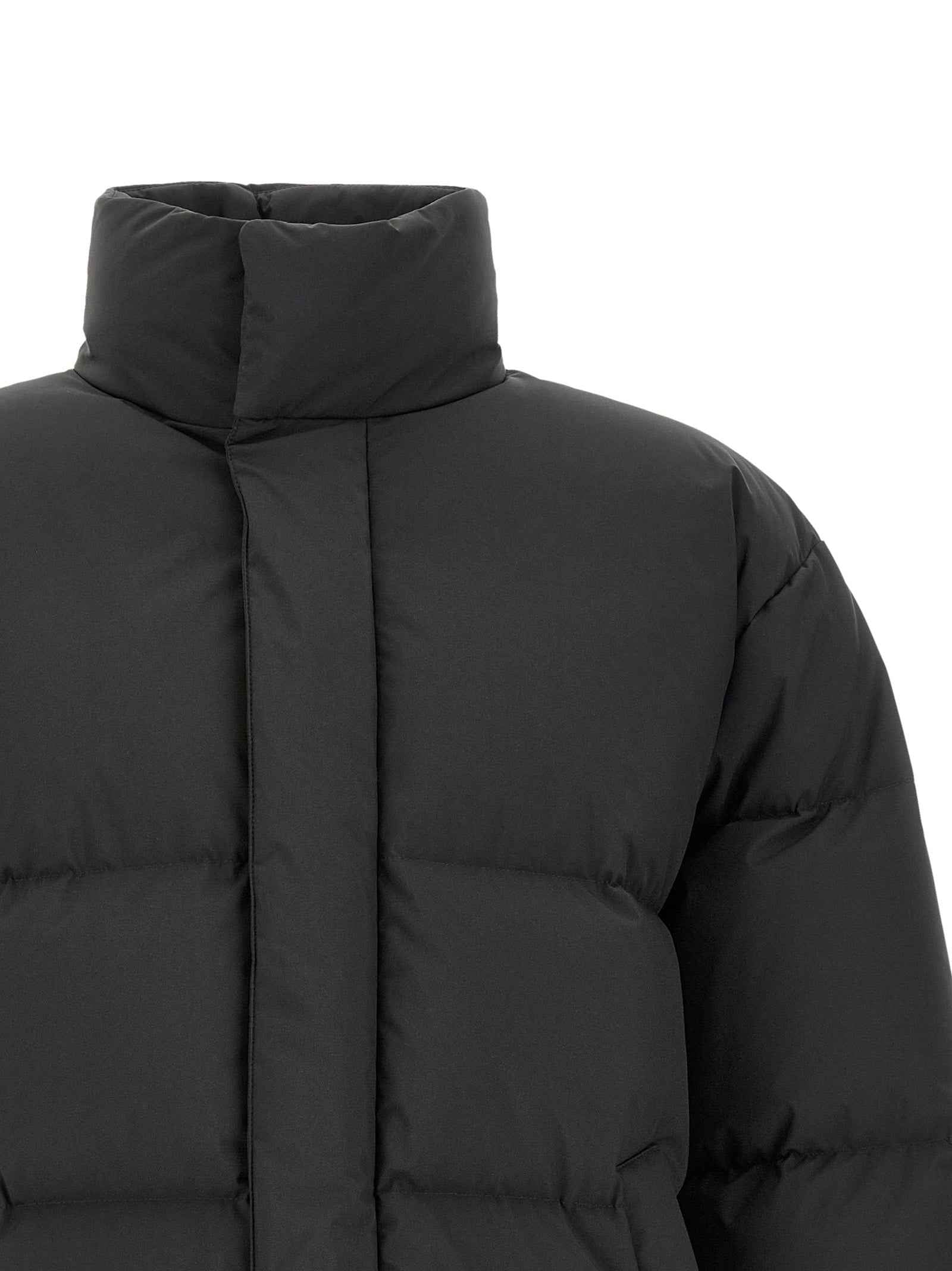 Black Polyester Full-Length Jacket