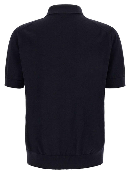 Blue Virgin Wool Polo Shirt