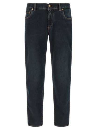 Blue Cotton Skinny Jeans