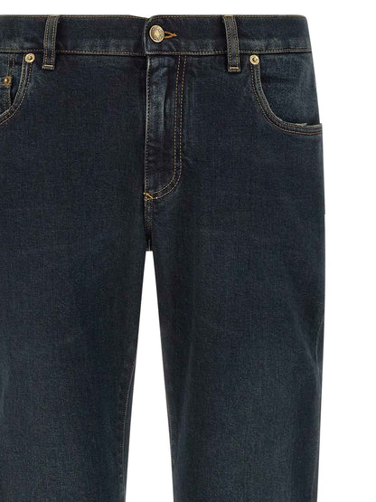 Blue Cotton Skinny Jeans