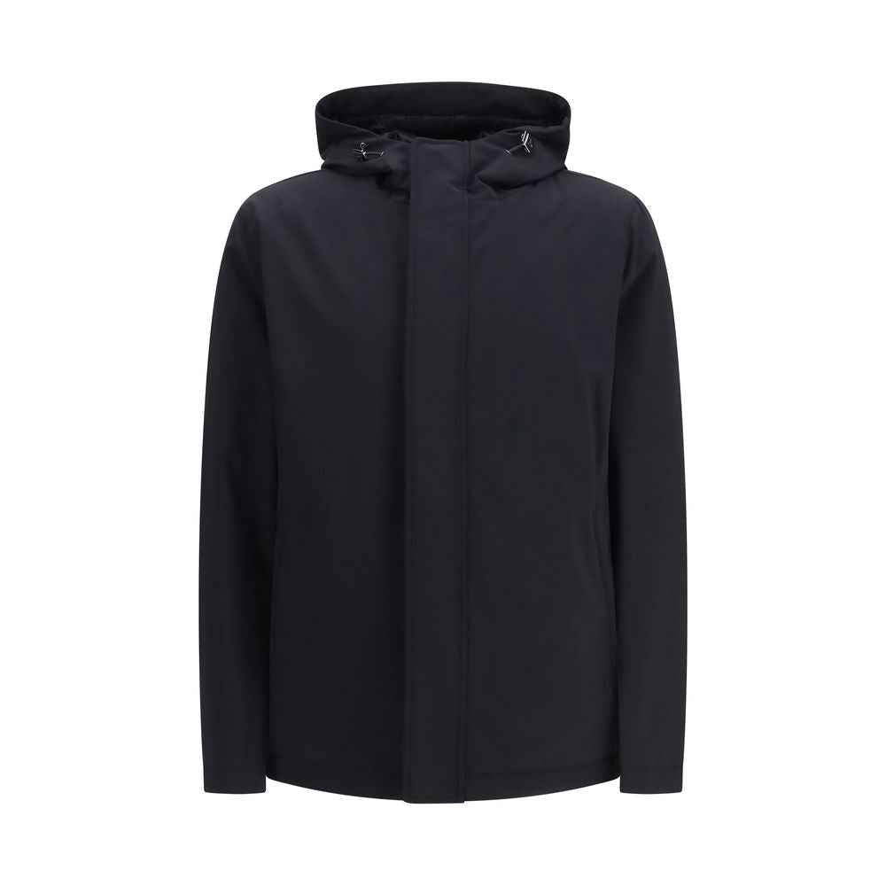 Black Polyester Full-Length Jacket