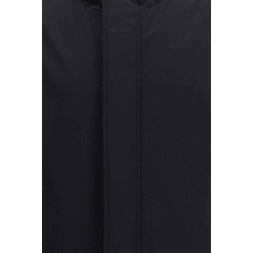 Black Polyester Full-Length Jacket