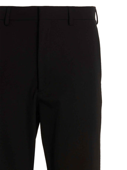Black Polyester Casual Pants