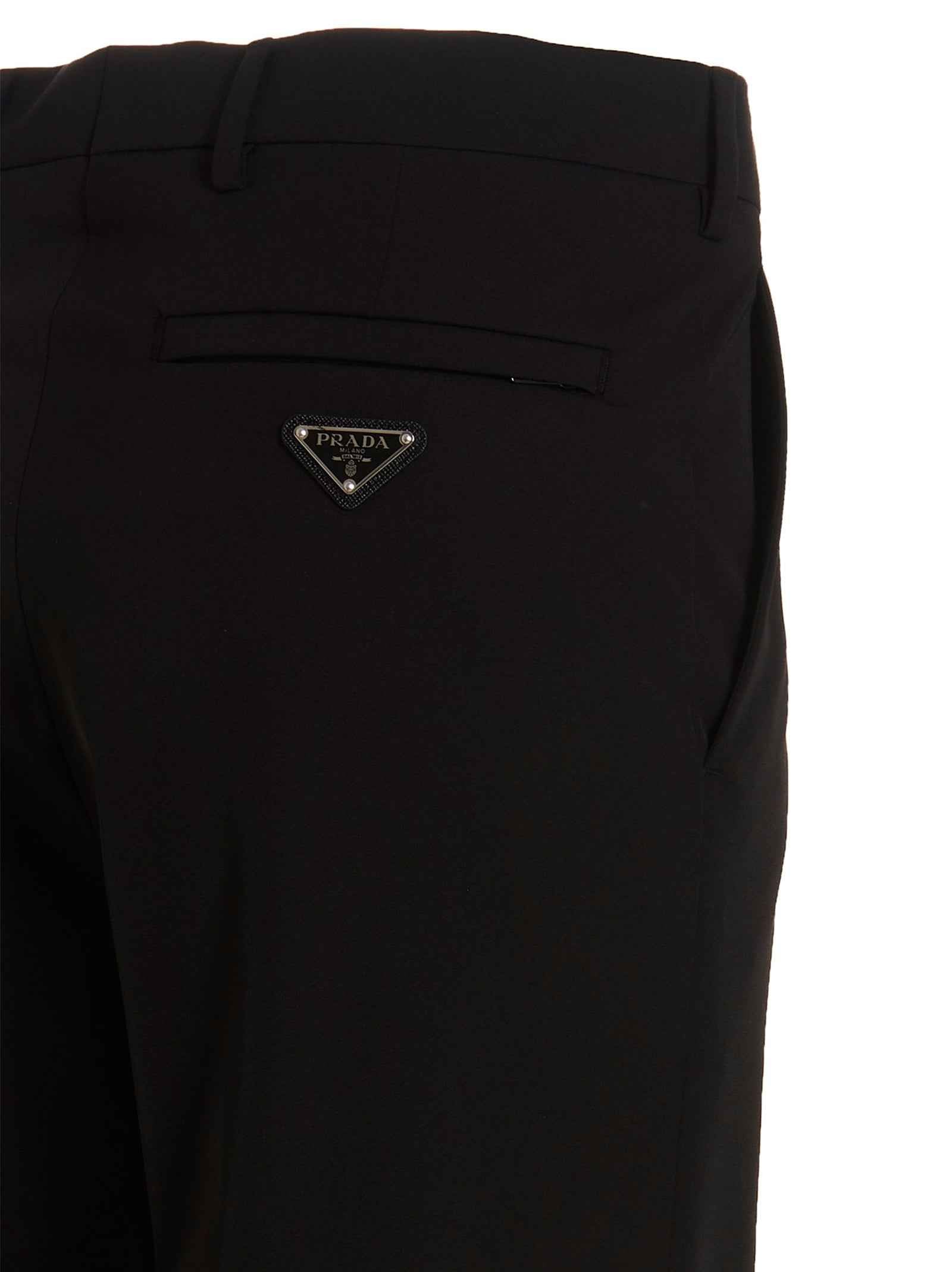 Black Polyester Casual Pants