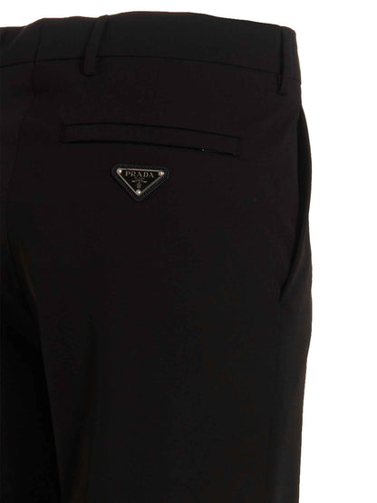 Black Polyester Casual Pants