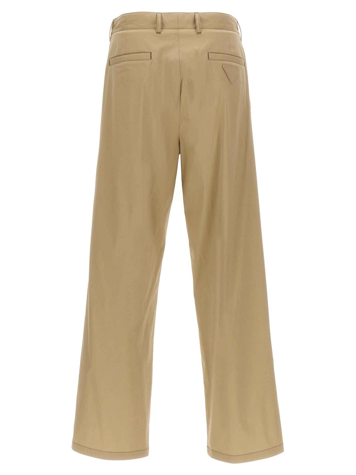 Beige Cotton Casual Pants