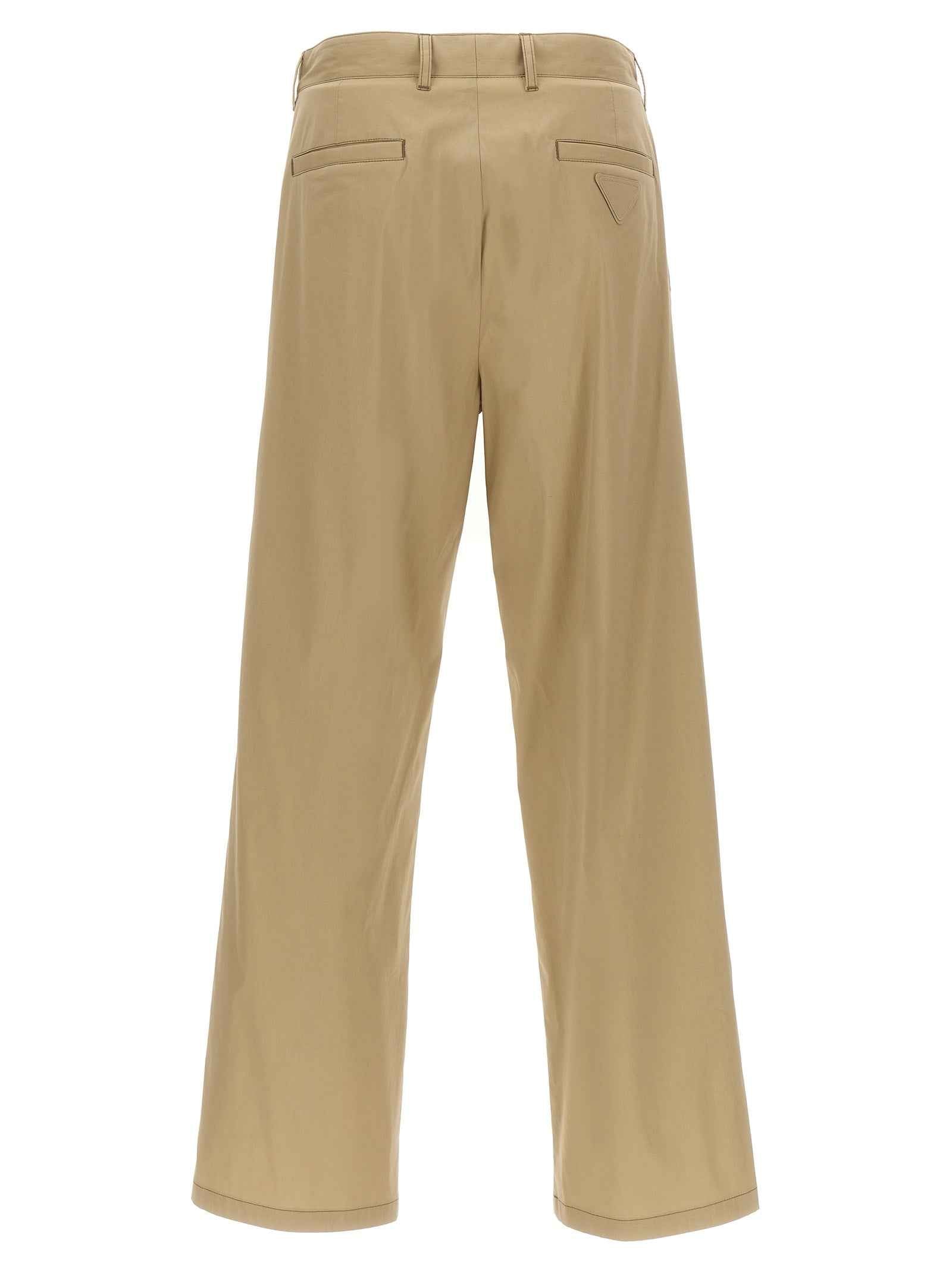 Beige Cotton Casual Pants