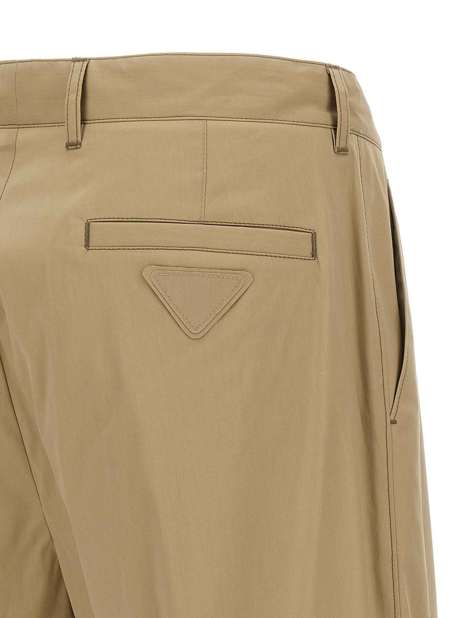 Beige Cotton Casual Pants