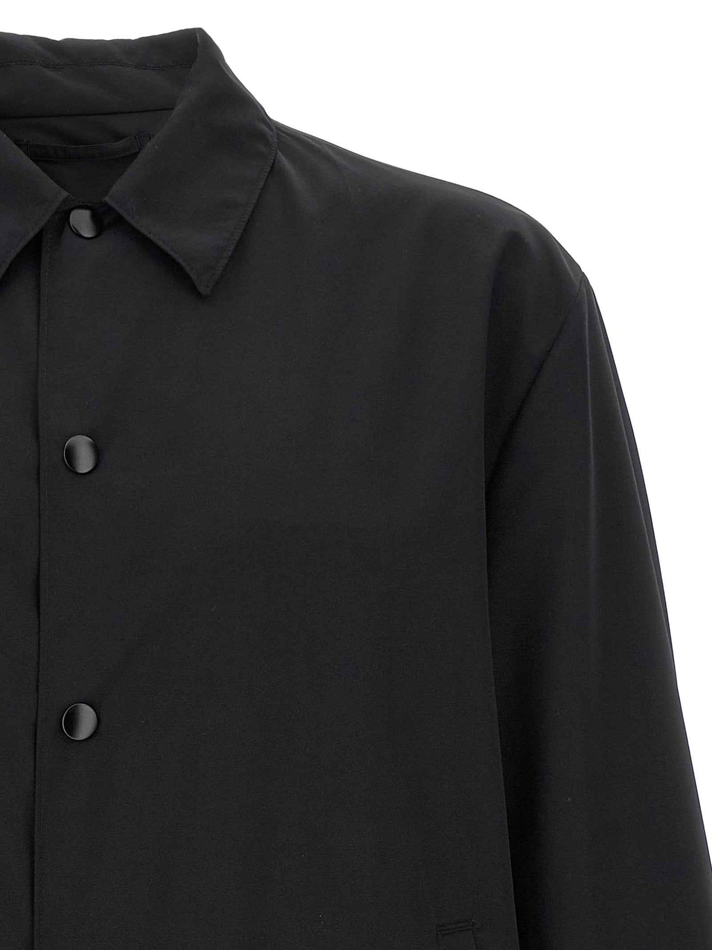 Black Virgin Wool Full-Length Jacket