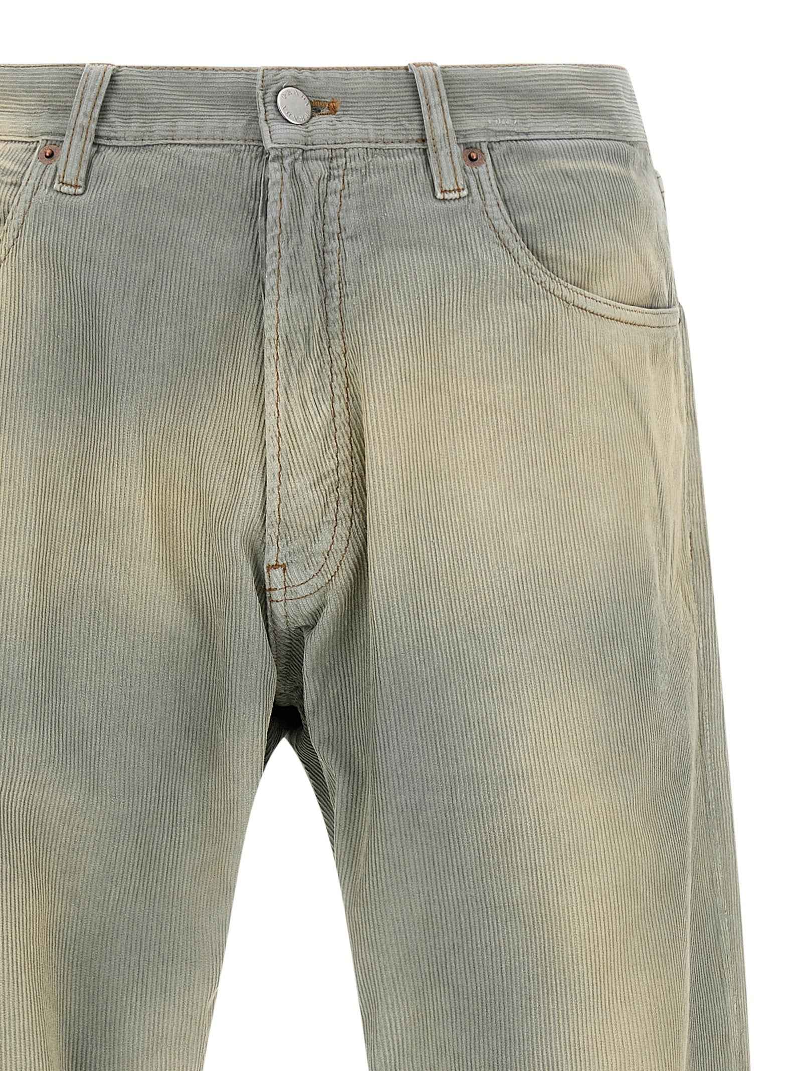 Blue Cotton Casual Pants