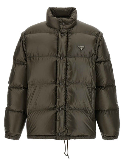 Gray Recycled Polyamide Full-Length Jacket