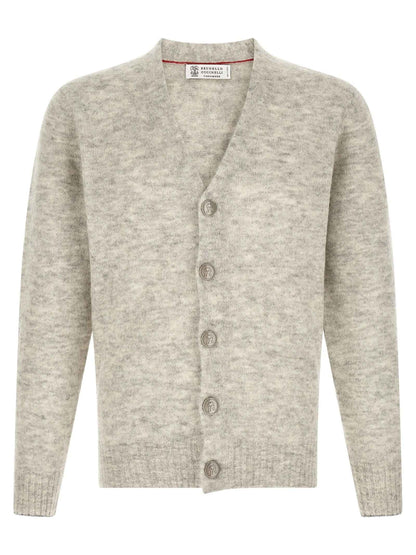 Gray Alpaca Leather Cardigan