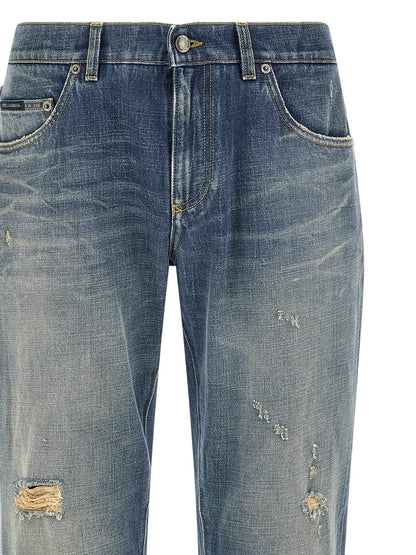 Blue Cotton Relaxed Fit Jeans