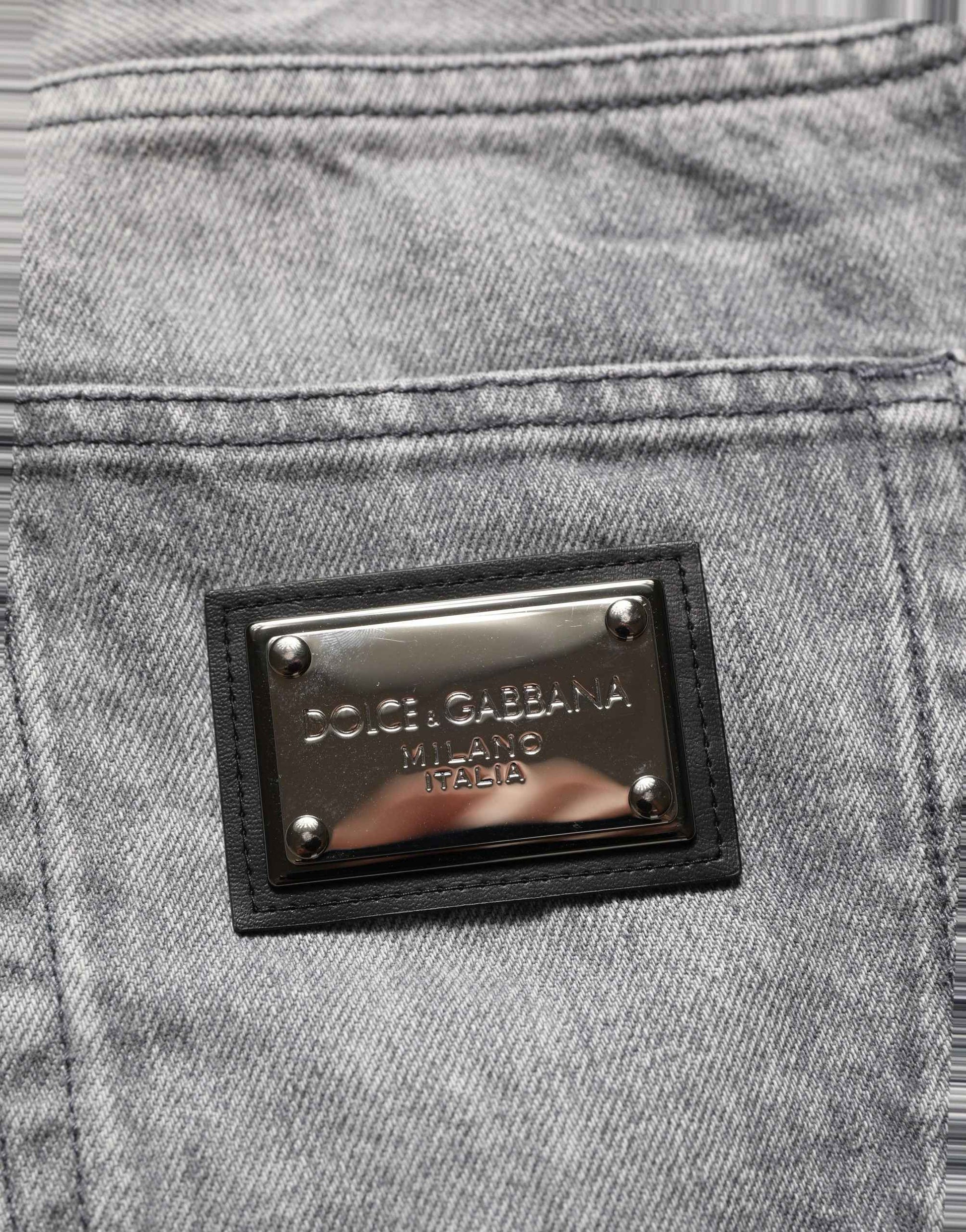 Grey Distressed Straight Leg Men Denim Jeans