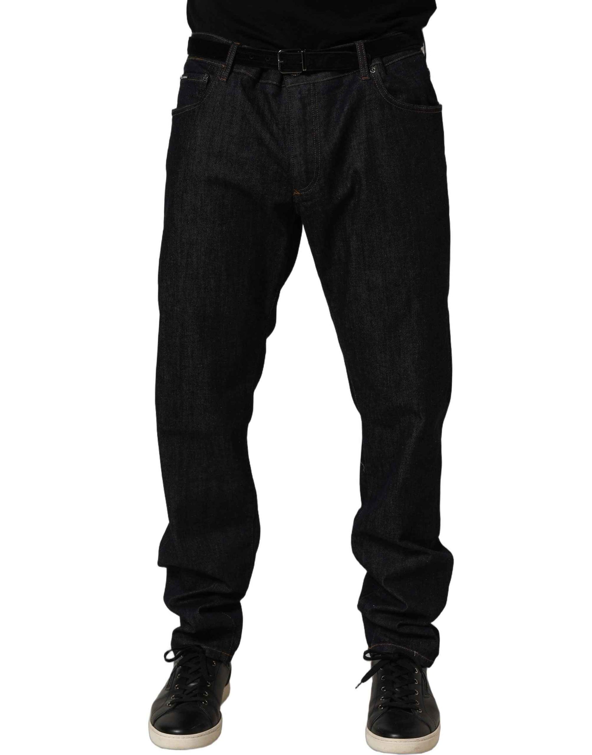 Dark Gray Cotton Slim Fit Men Denim Jeans
