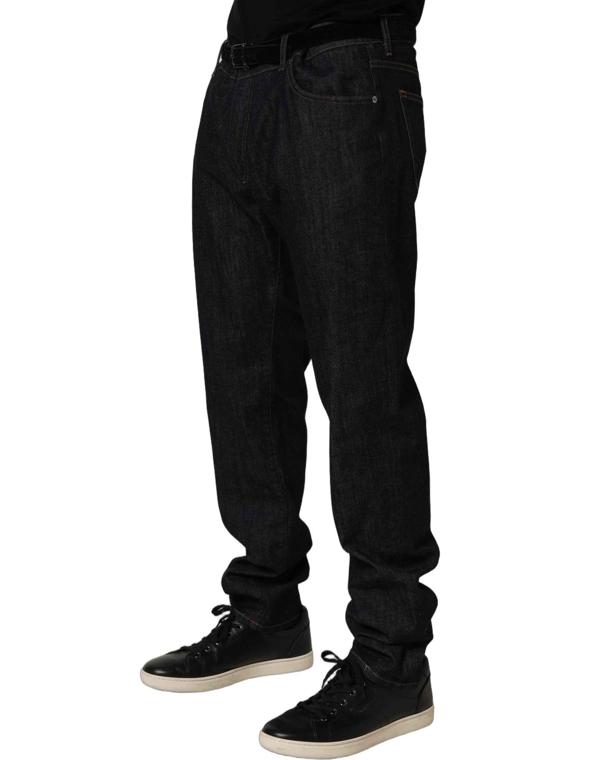 Dark Gray Cotton Slim Fit Men Denim Jeans