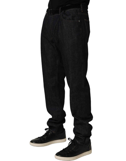 Dark Gray Cotton Slim Fit Men Denim Jeans