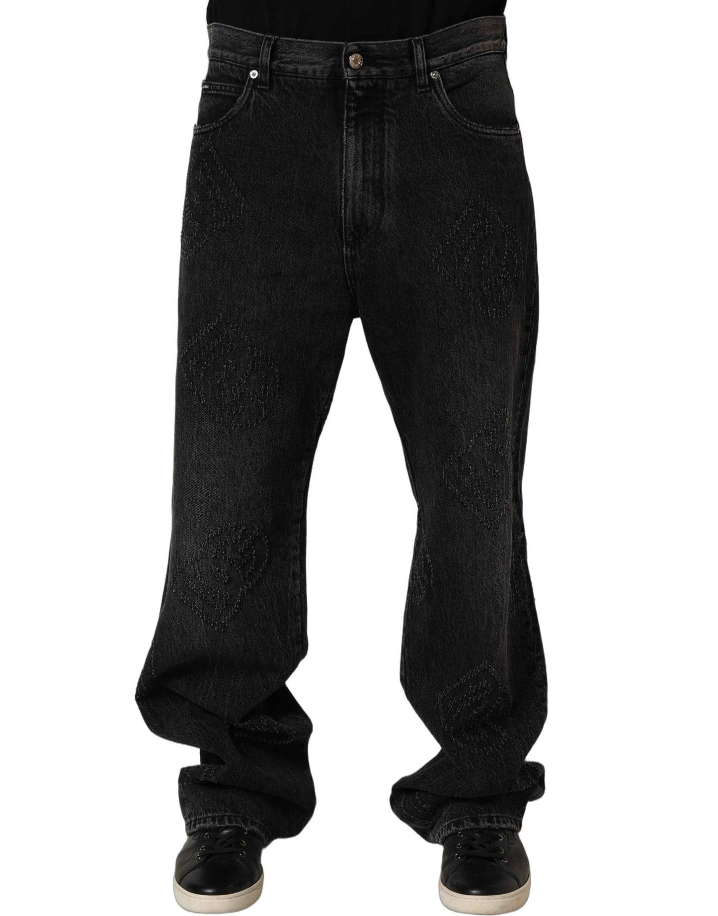 Dark Gray Cotton WideLeg Oversize Denim Jeans