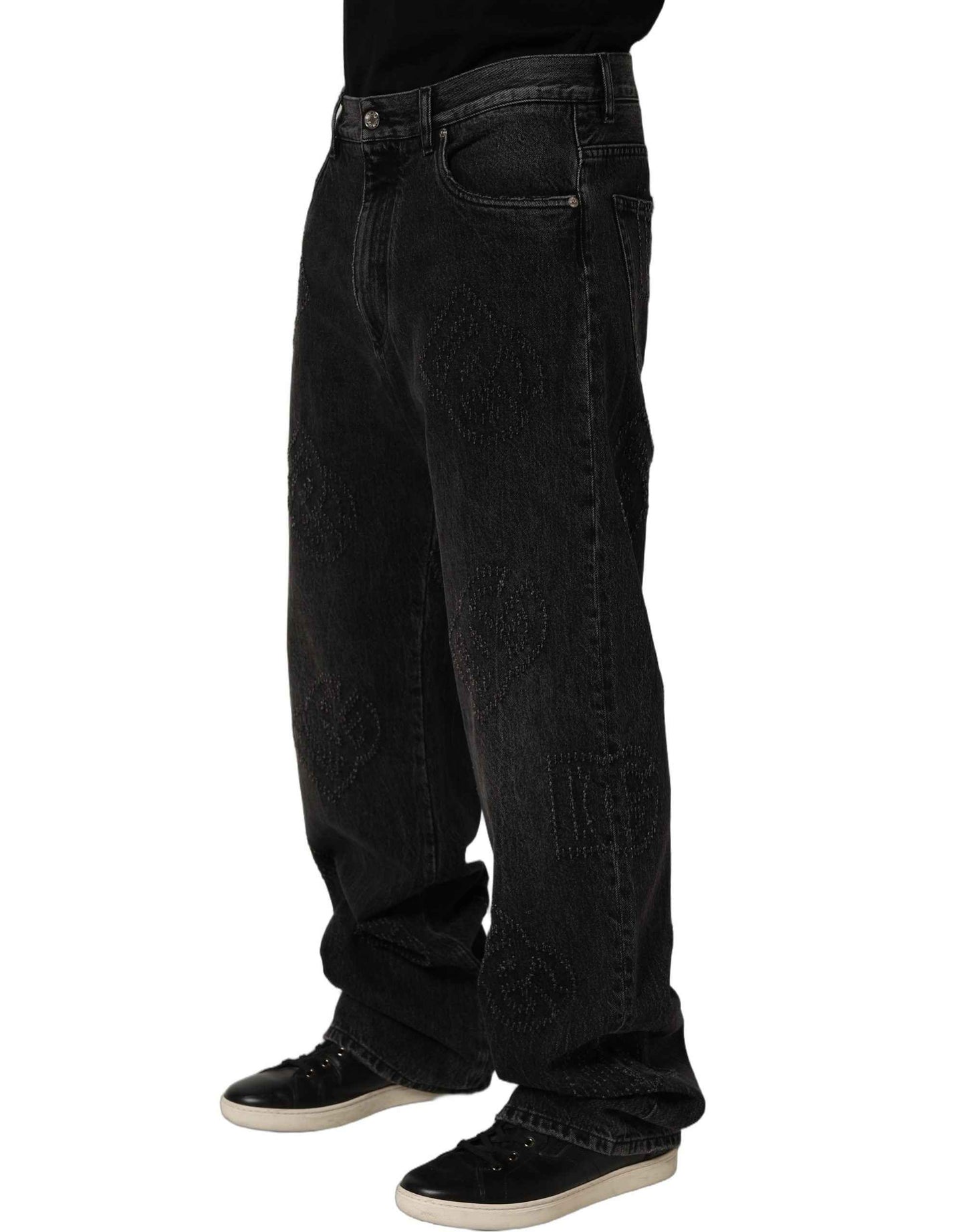 Dark Gray Cotton WideLeg Oversize Denim Jeans
