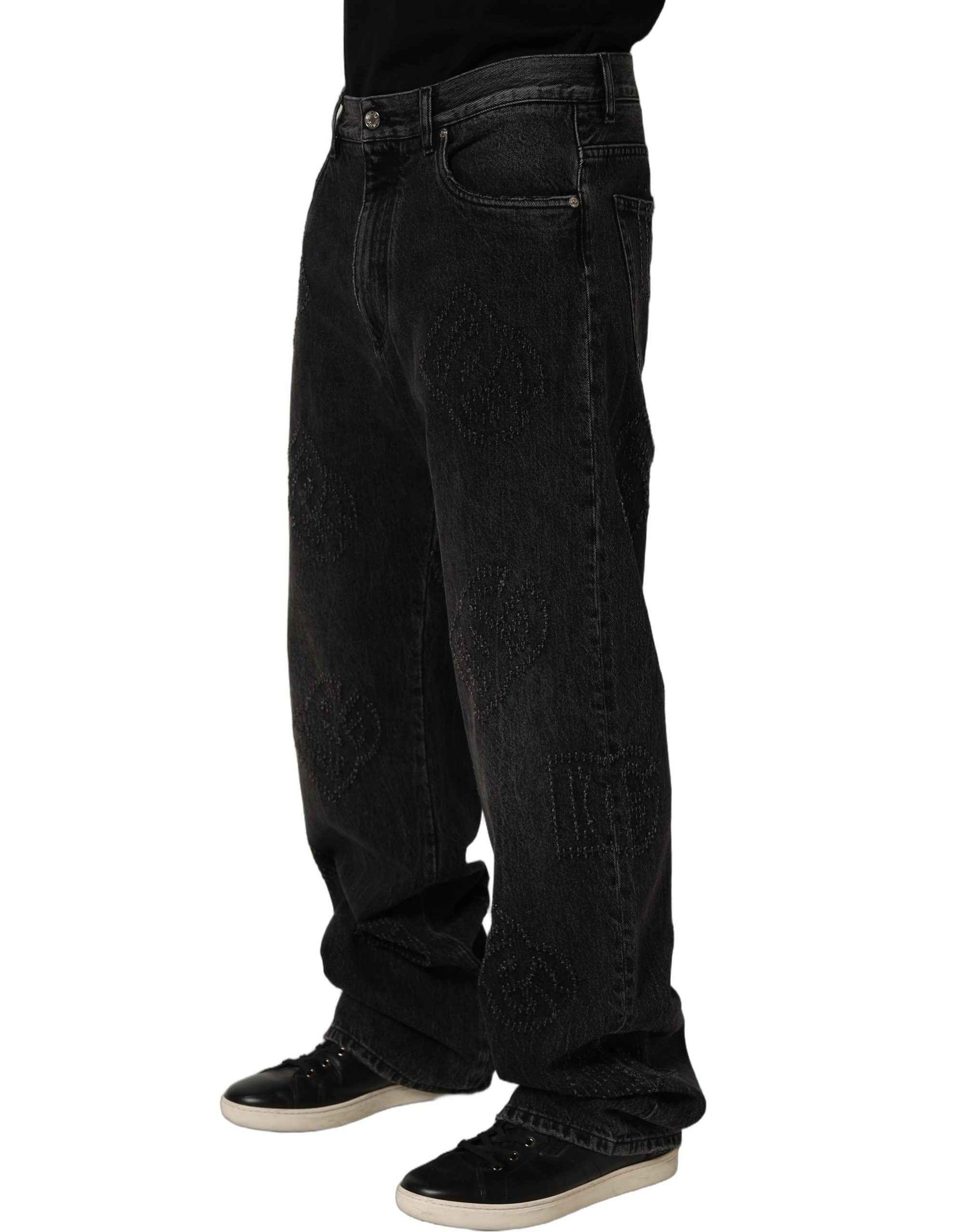 Dark Gray Cotton WideLeg Oversize Denim Jeans