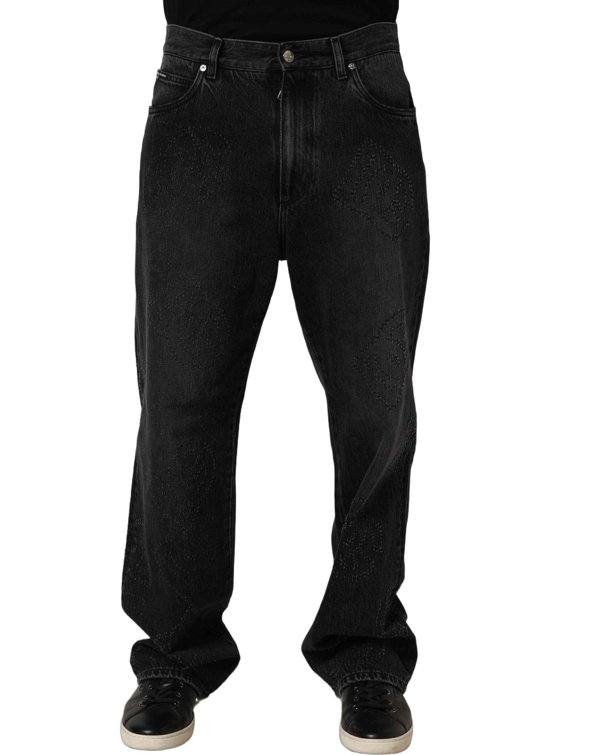 Dark Gray Cotton WideLeg Oversize Denim Jeans