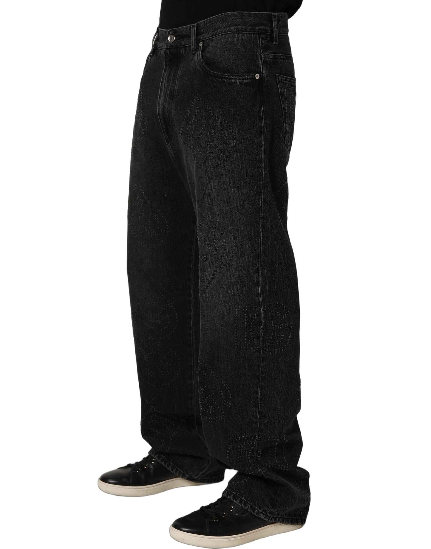 Dark Gray Cotton WideLeg Oversize Denim Jeans