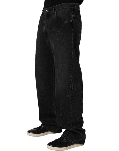 Dark Gray Cotton WideLeg Oversize Denim Jeans