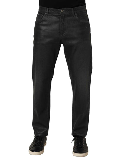 Dark Gray Cotton Loose Fit Men Denim Jeans