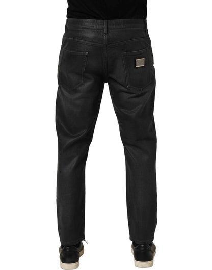 Dark Gray Cotton Loose Fit Men Denim Jeans