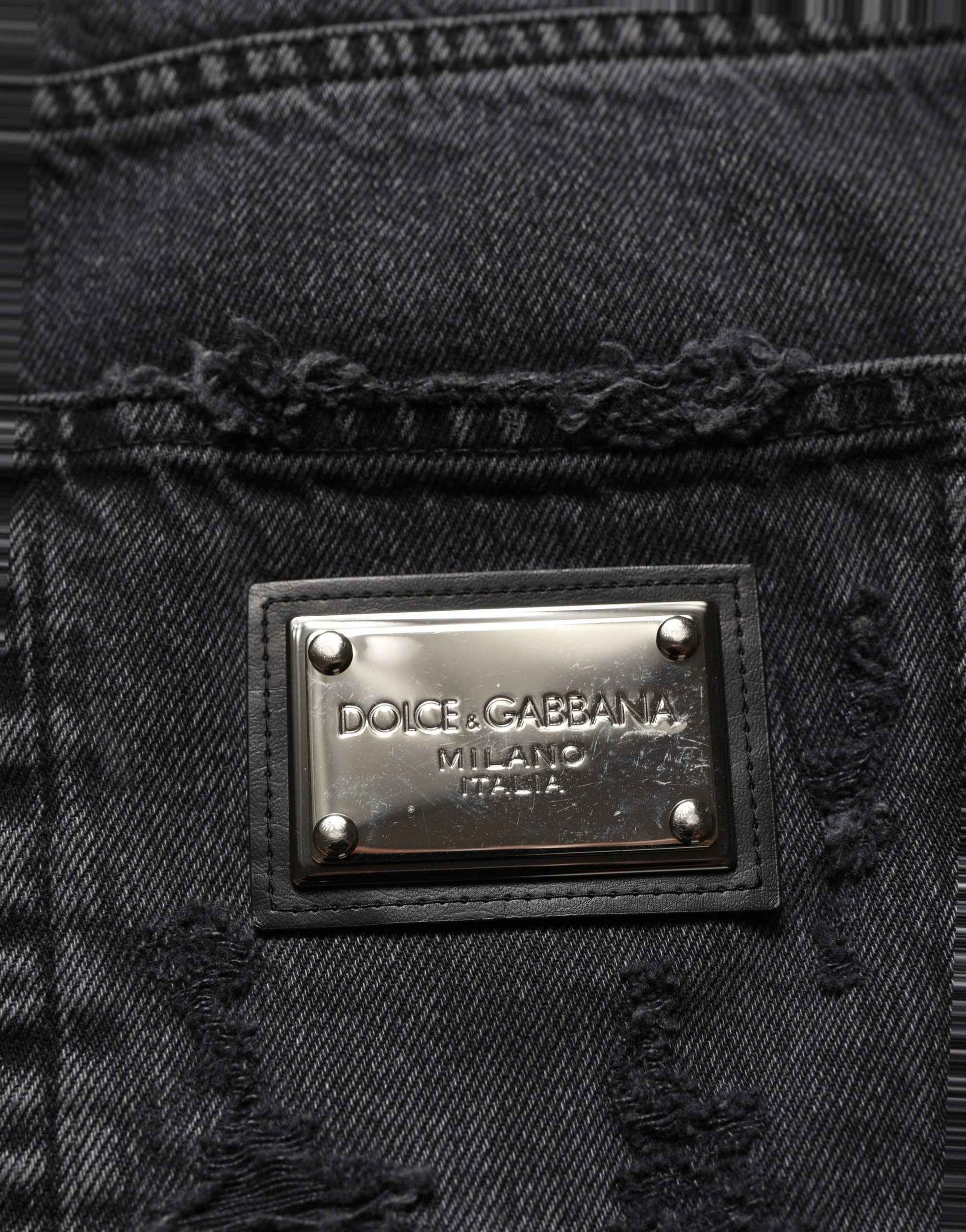 Dark Gray Cotton Ripped Men Denim Jeans