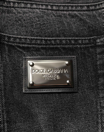 Dark Gray Cotton Baggy Cargo Men Denim Jeans