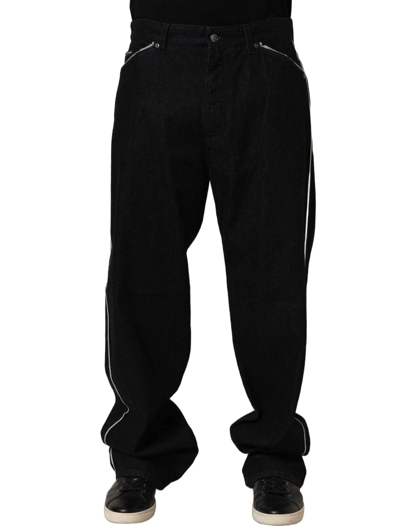 Black Cotton Stretch Straight Men Denim Jeans