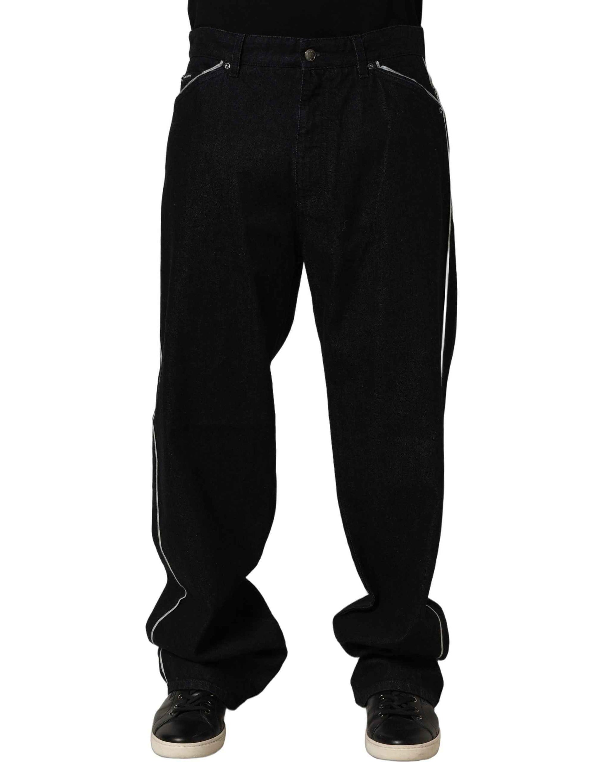 Black Cotton Stretch Straight Men Denim Jeans